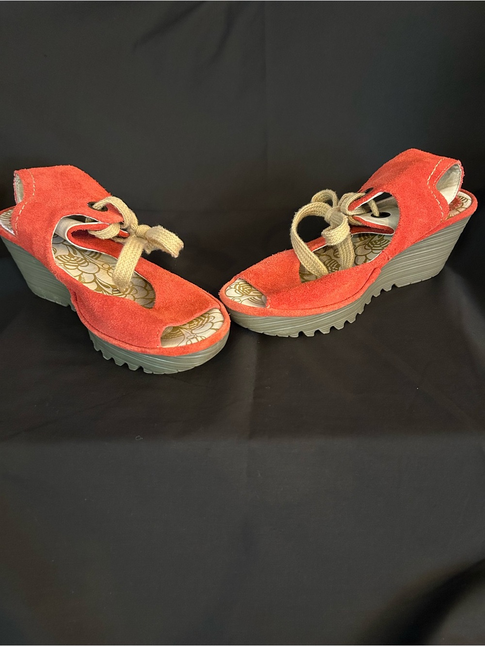 Red suede Fly London size 39